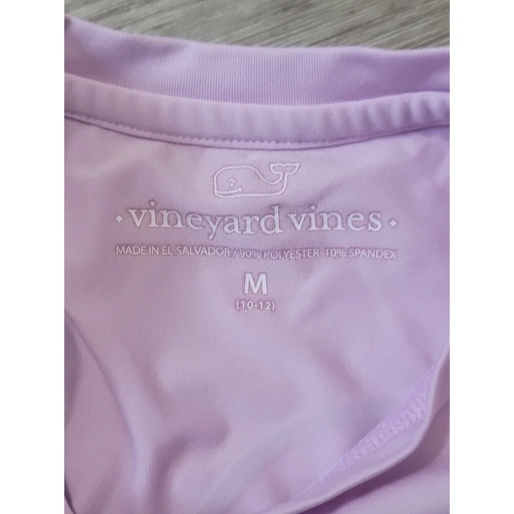 Vineyard Vines Girls Long Sleeve Rash Guard Swim Top M 10-12 Pink Lavender Whale